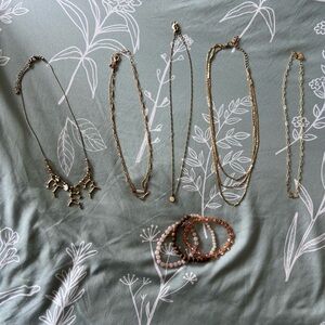 Assorted Gold Necklaces and Bracelet Bundle
